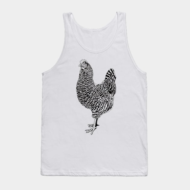 Drawing of an Plymouth Rock chicken Tank Top by Modern Medieval Design